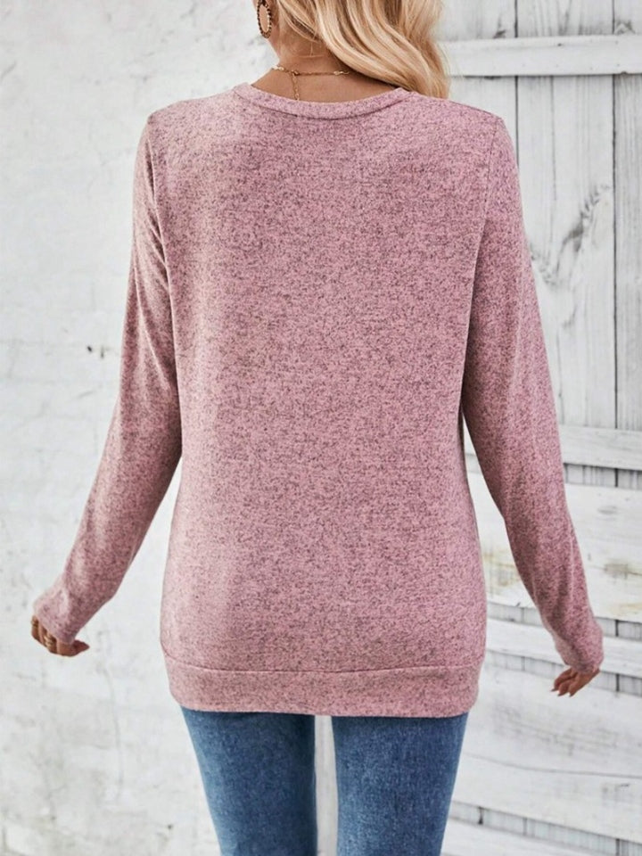 Round Neck Long Sleeve T-Shirt-Angel Casuals