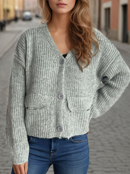 Button Down Long Sleeve Cardigan-Angel Casuals