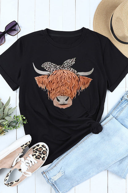 Animal Graphic Round Neck T-Shirt-Angel Casuals