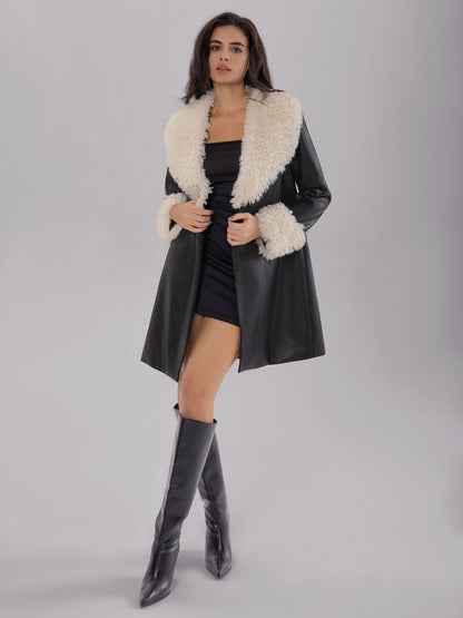 Fuzzy Long Sleeve Longline Coat-Angel Casuals