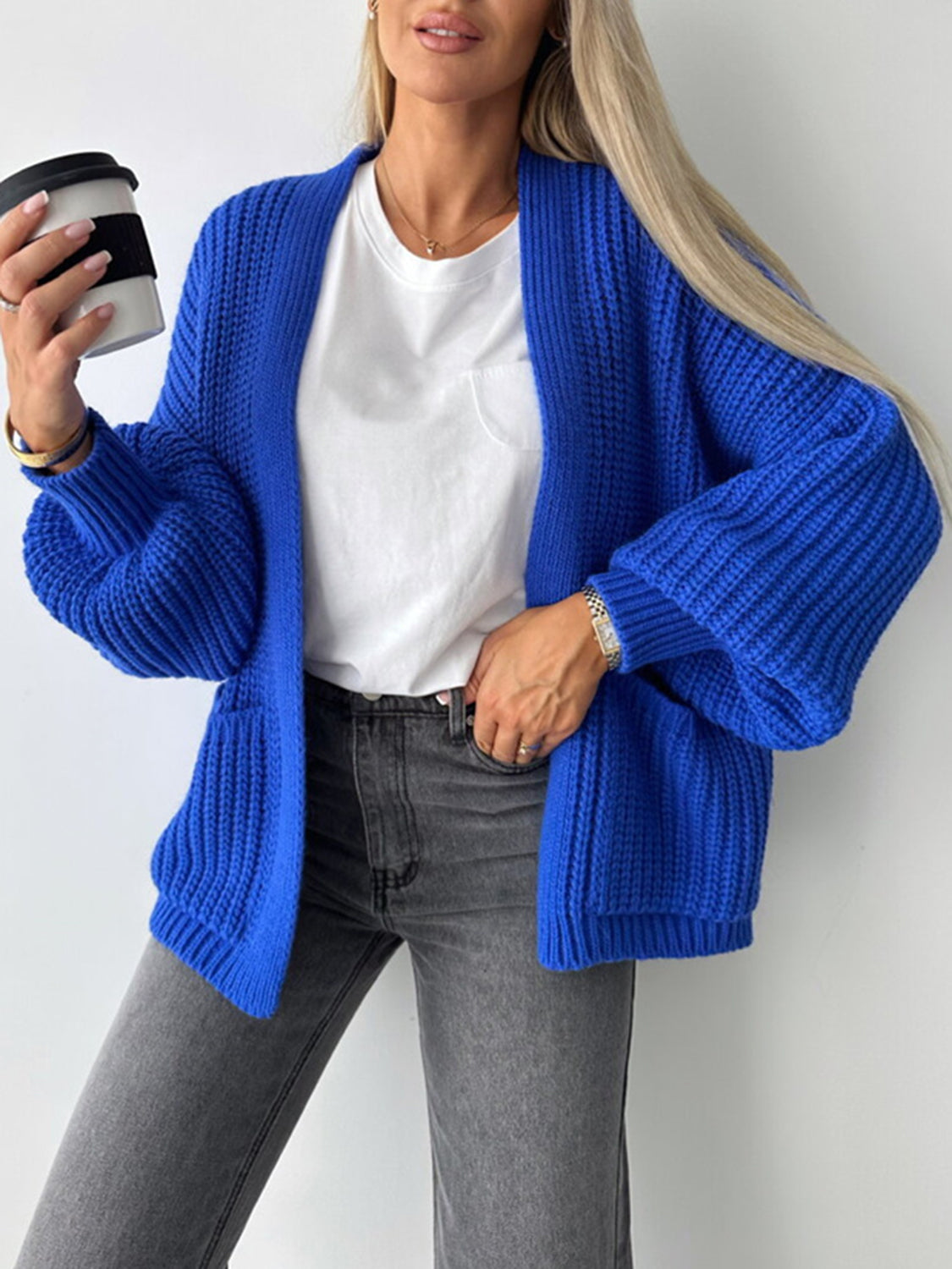 Open Front Dropped Shoulder Cardigan-Angel Casuals
