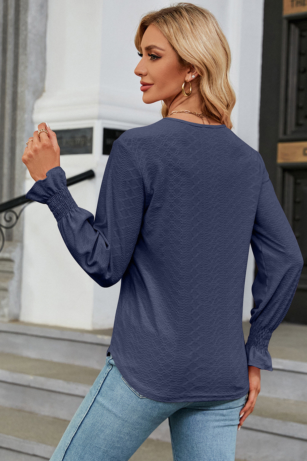 V-Neck Flounce Sleeve T-Shirt-Angel Casuals