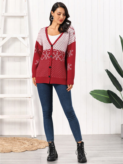 Snowflake Button Down Cardigan-Angel Casuals