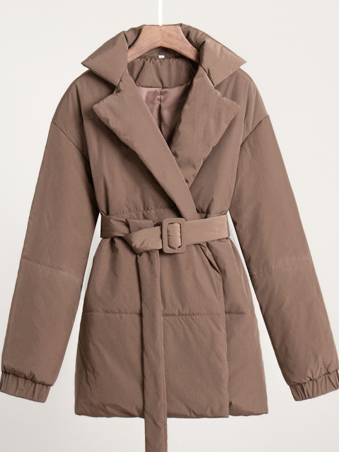 Puffer Long Sleeve Winter Coat with Belt-Angel Casuals