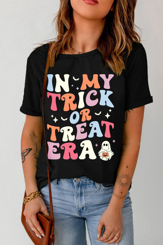 Letter Graphic Round Neck Short Sleeve T-Shirt-Angel Casuals
