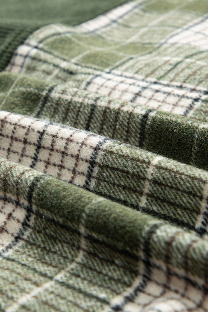 Snap Down Collared Neck Plaid Shacket-Angel Casuals