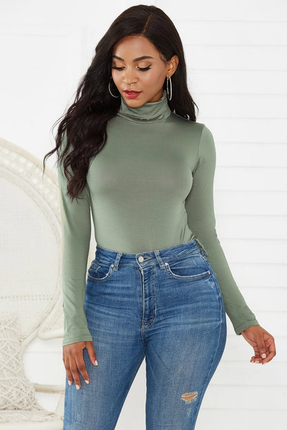 Turtleneck Long Sleeve Bodysuit-Angel Casuals