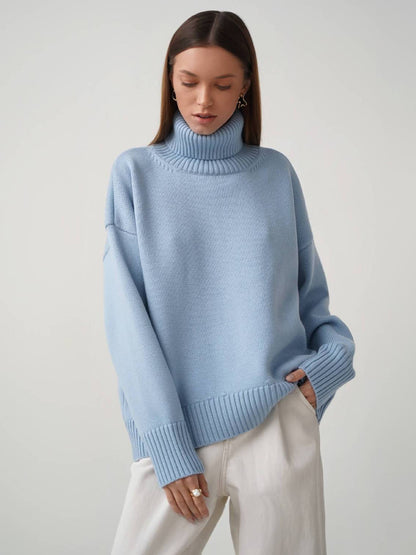 Turtleneck Long Sleeve Sweater-Angel Casuals