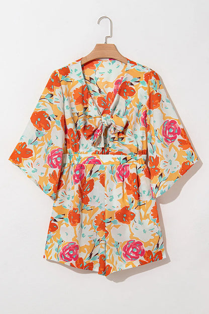 Tied Printed Half Sleeve Romper-Angel Casuals