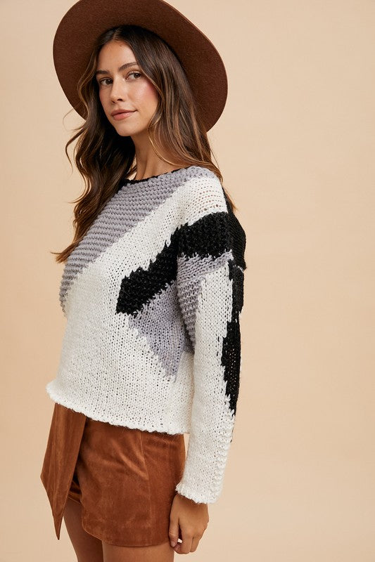 Annie Wear Color Block Drop Shoulder Sweater-Angel Casuals