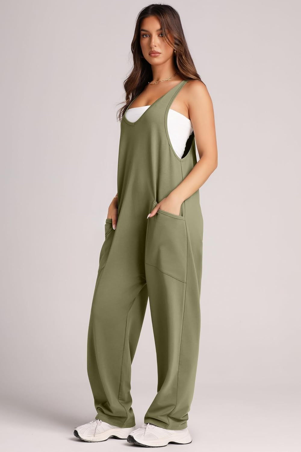 Wide Strap Jumpsuit with Pockets-Angel Casuals