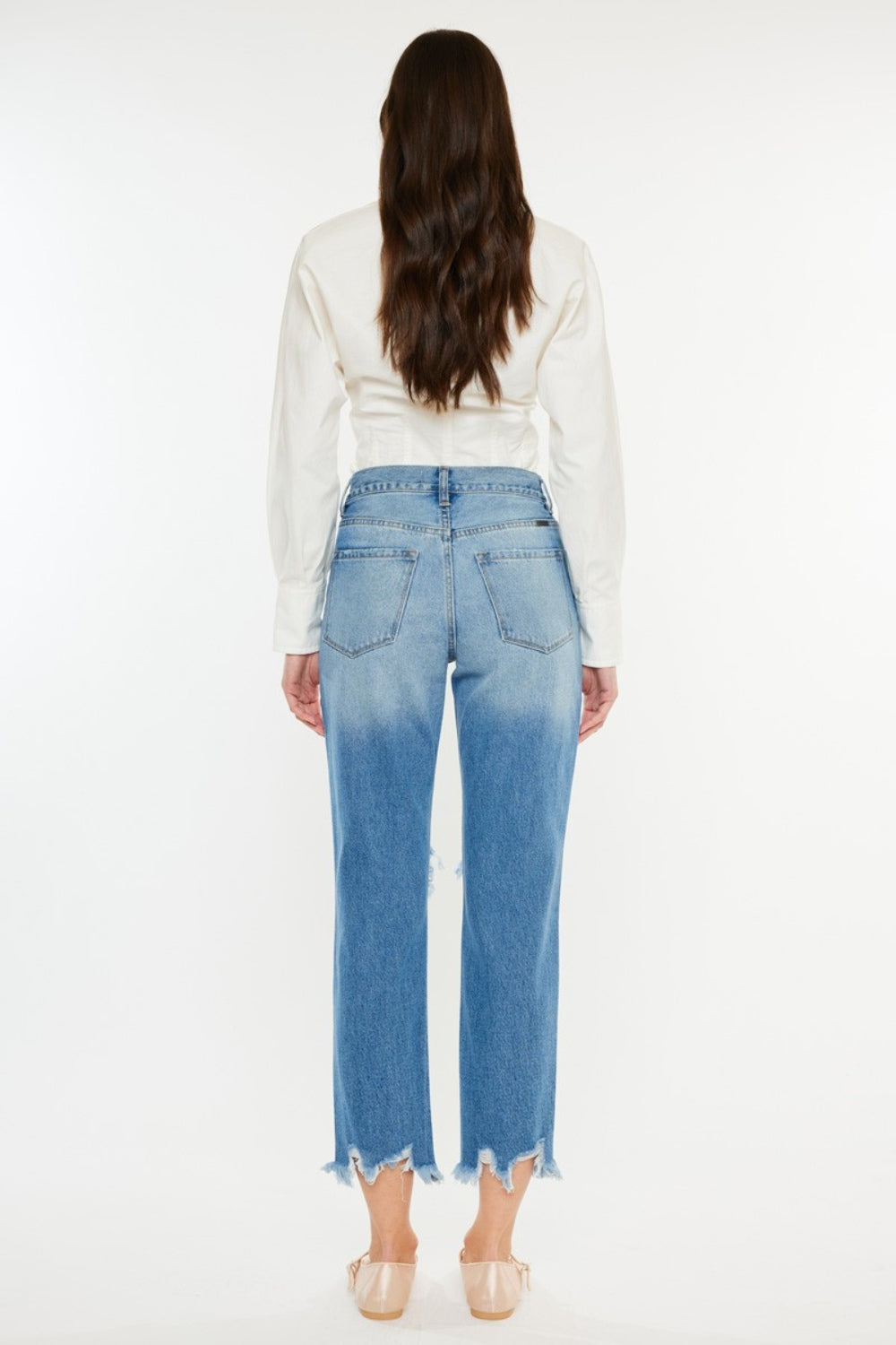 Kancan Distressed Frayed Hem Cropped Jeans-Angel Casuals