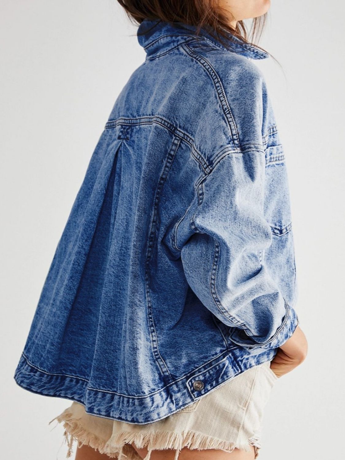 Pocketed Button Up Denim Jacket-Angel Casuals