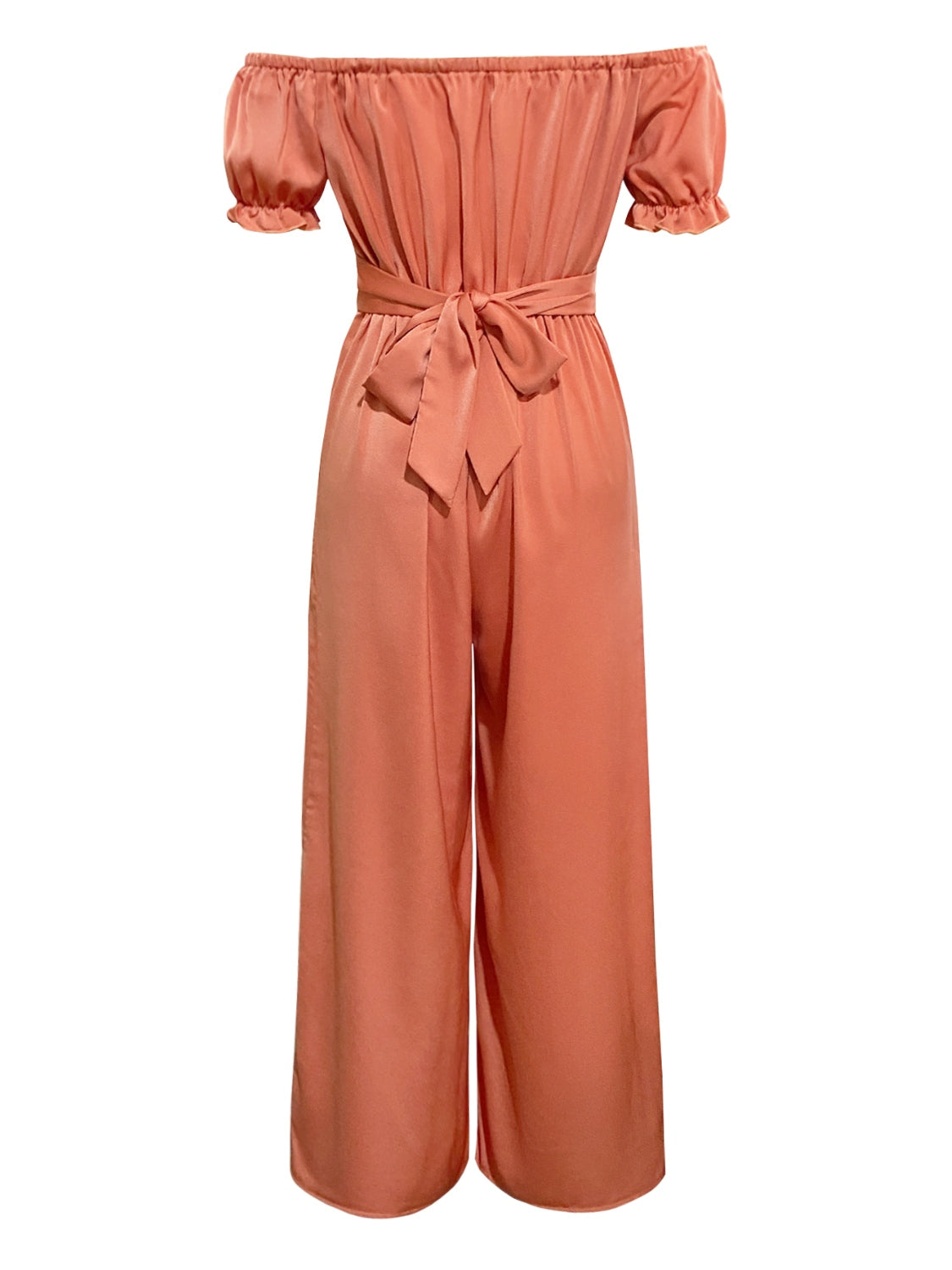 Off-Shoulder Short Sleeve Wide Leg Jumpsuit-Angel Casuals