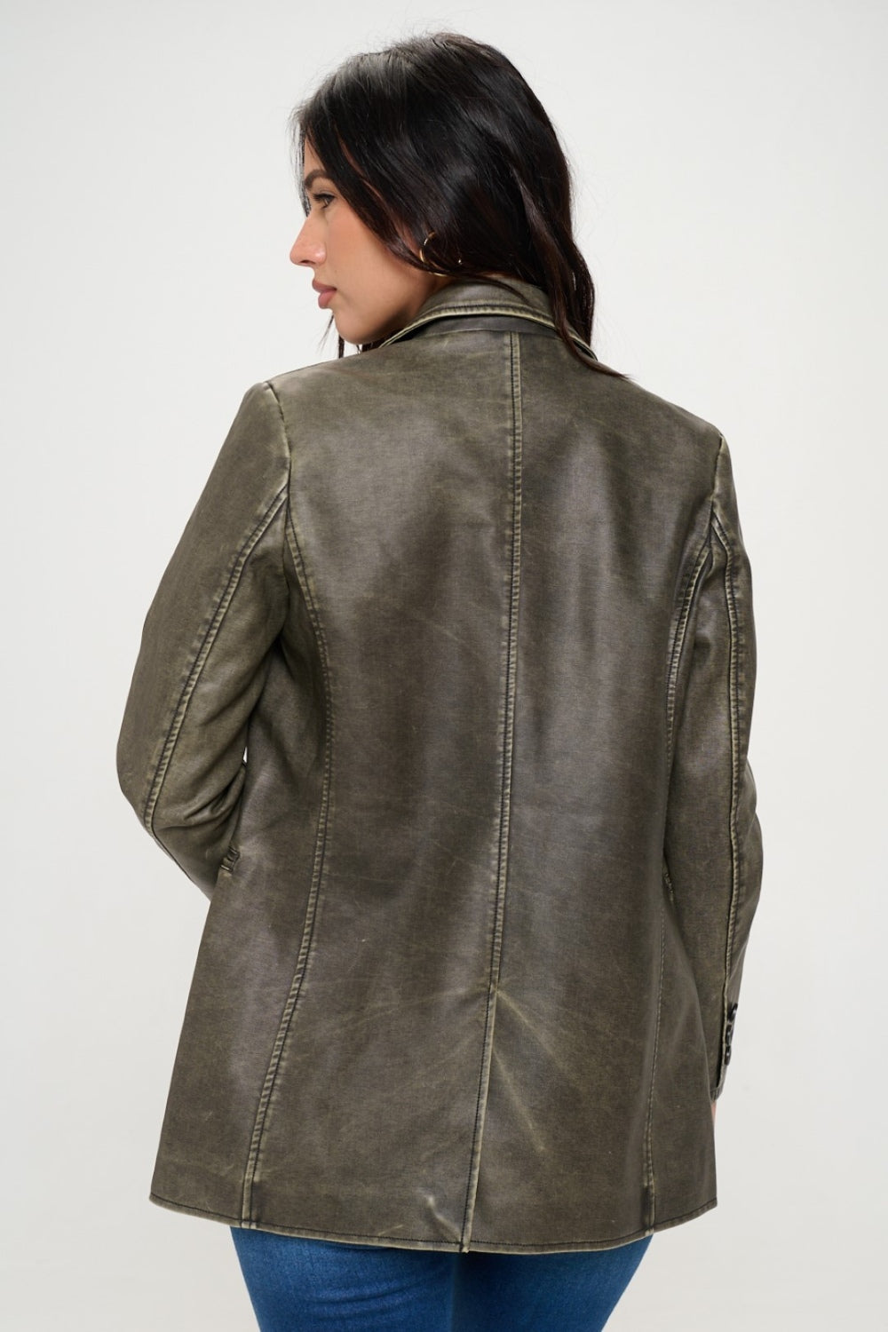 Coalition LA Single-Breasted Vegan Leather Blazer-Angel Casuals