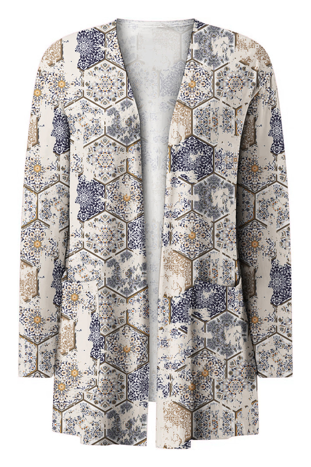 Printed Long Sleeve Cardigan-Angel Casuals