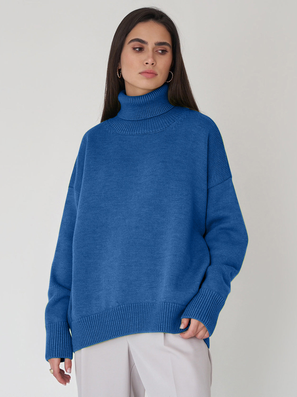 Turtleneck Long Sleeve Sweater-Angel Casuals