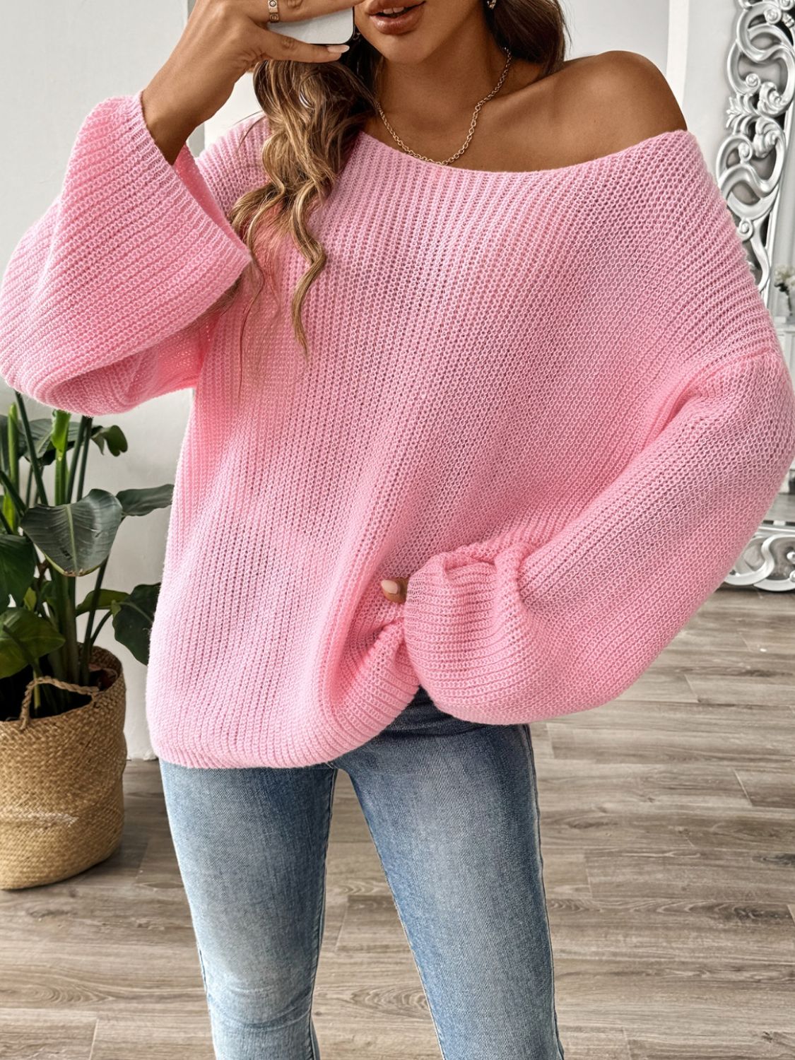 Round Neck Long Sleeve Sweater-Angel Casuals
