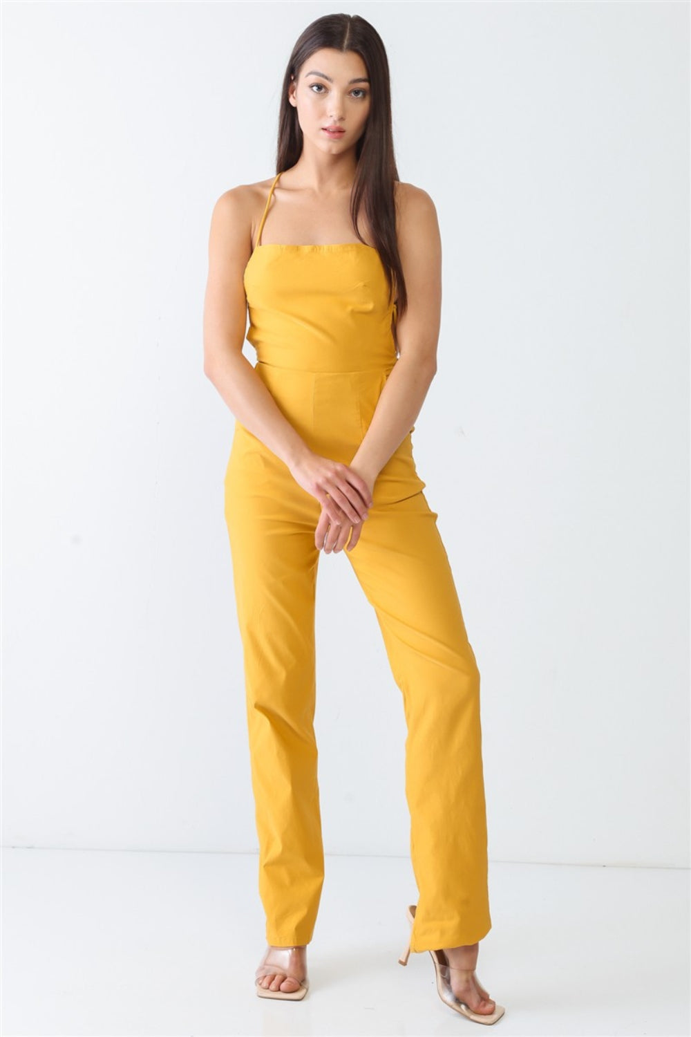 Doreli Group Backless Tied Spaghetti Strap Sleeveless Jumpsuit-Angel Casuals