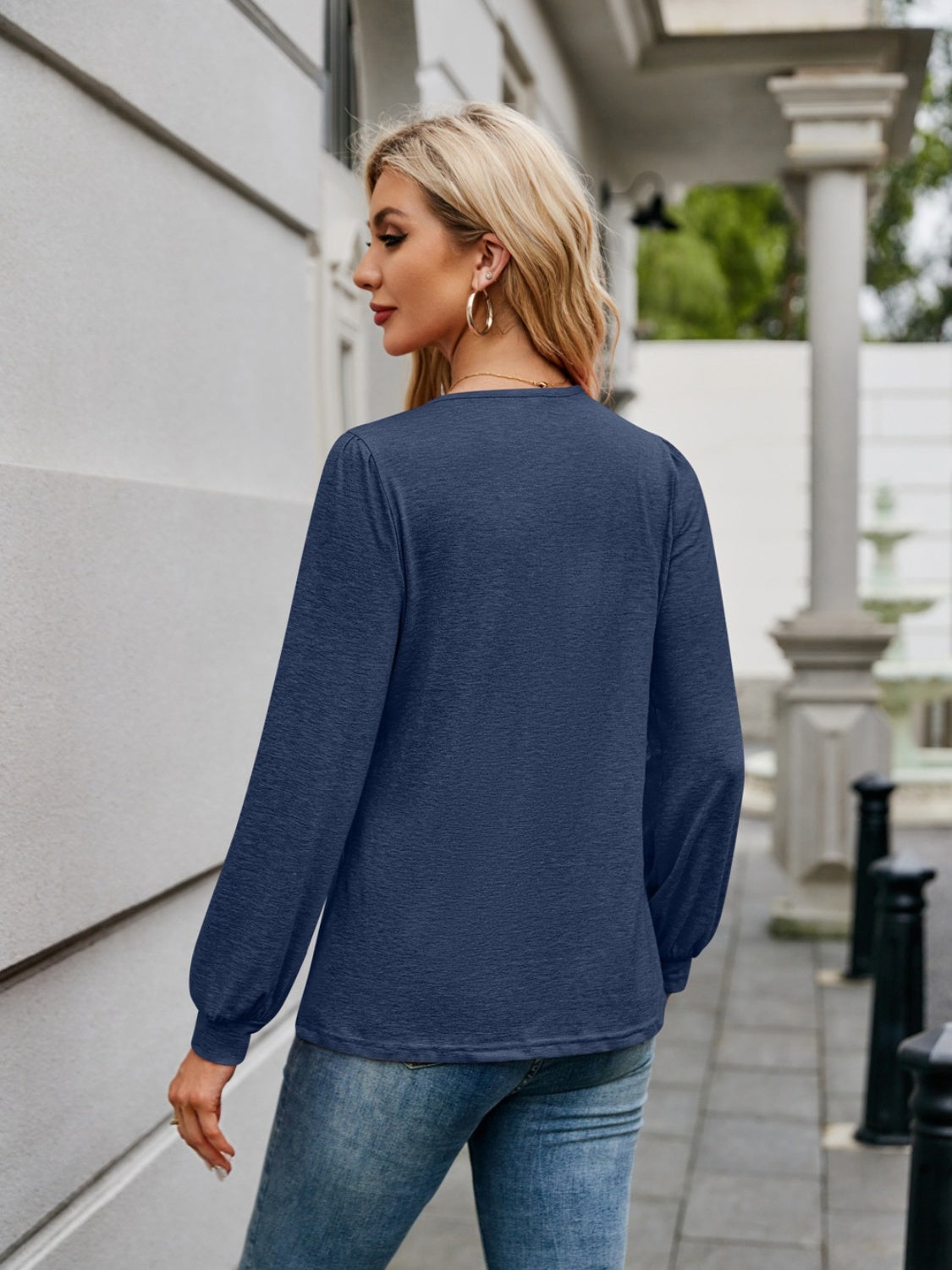 V-Neck Long Sleeve T-Shirt-Angel Casuals