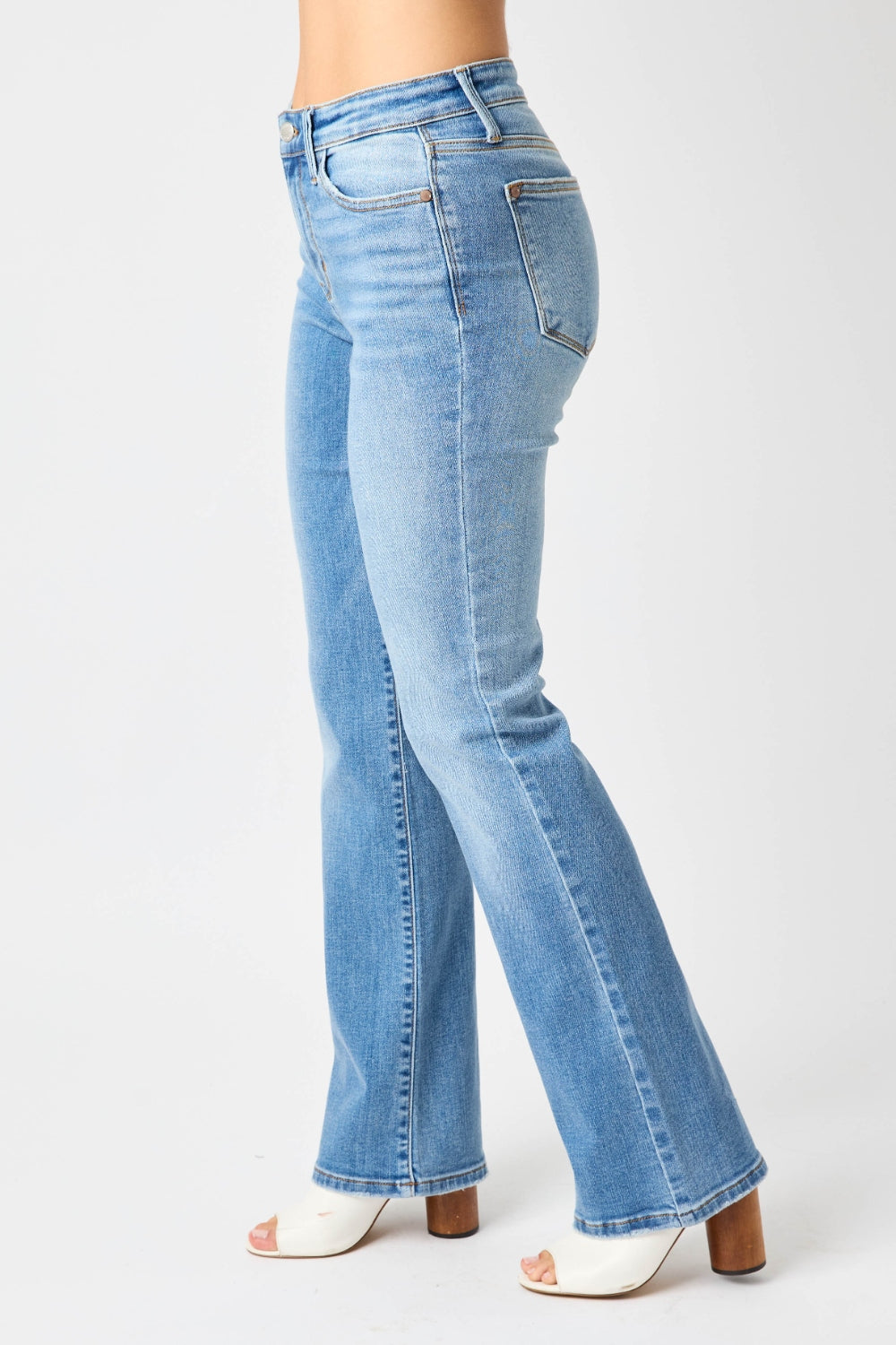 Judy Blue Full Size Mid-Rise Waist Straight Jeans-Angel Casuals