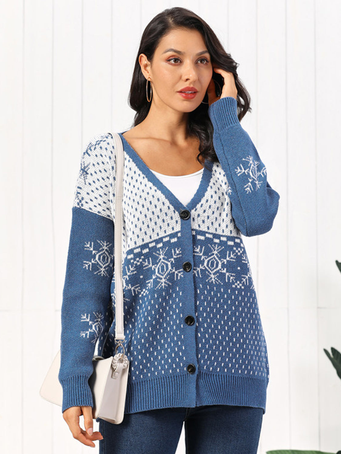 Snowflake Button Down Cardigan-Angel Casuals