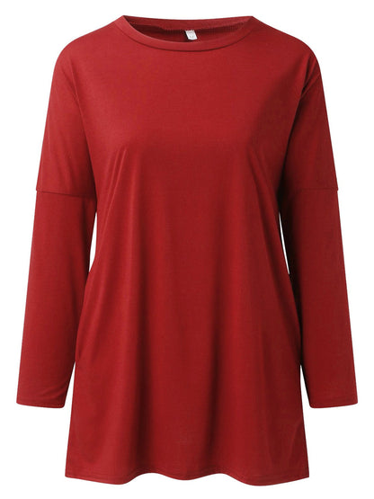 Full Size Round Neck Long Sleeve T-Shirt-Angel Casuals