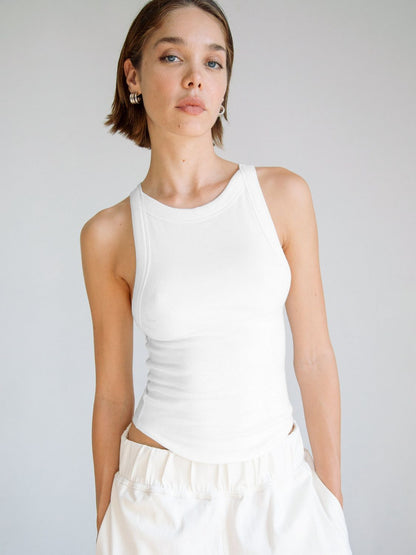 Halter Neck Ribbed Cropped Top-Angel Casuals