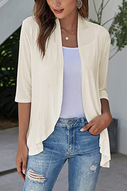 Open Front Three-Quarter Sleeve Cardigan-Angel Casuals