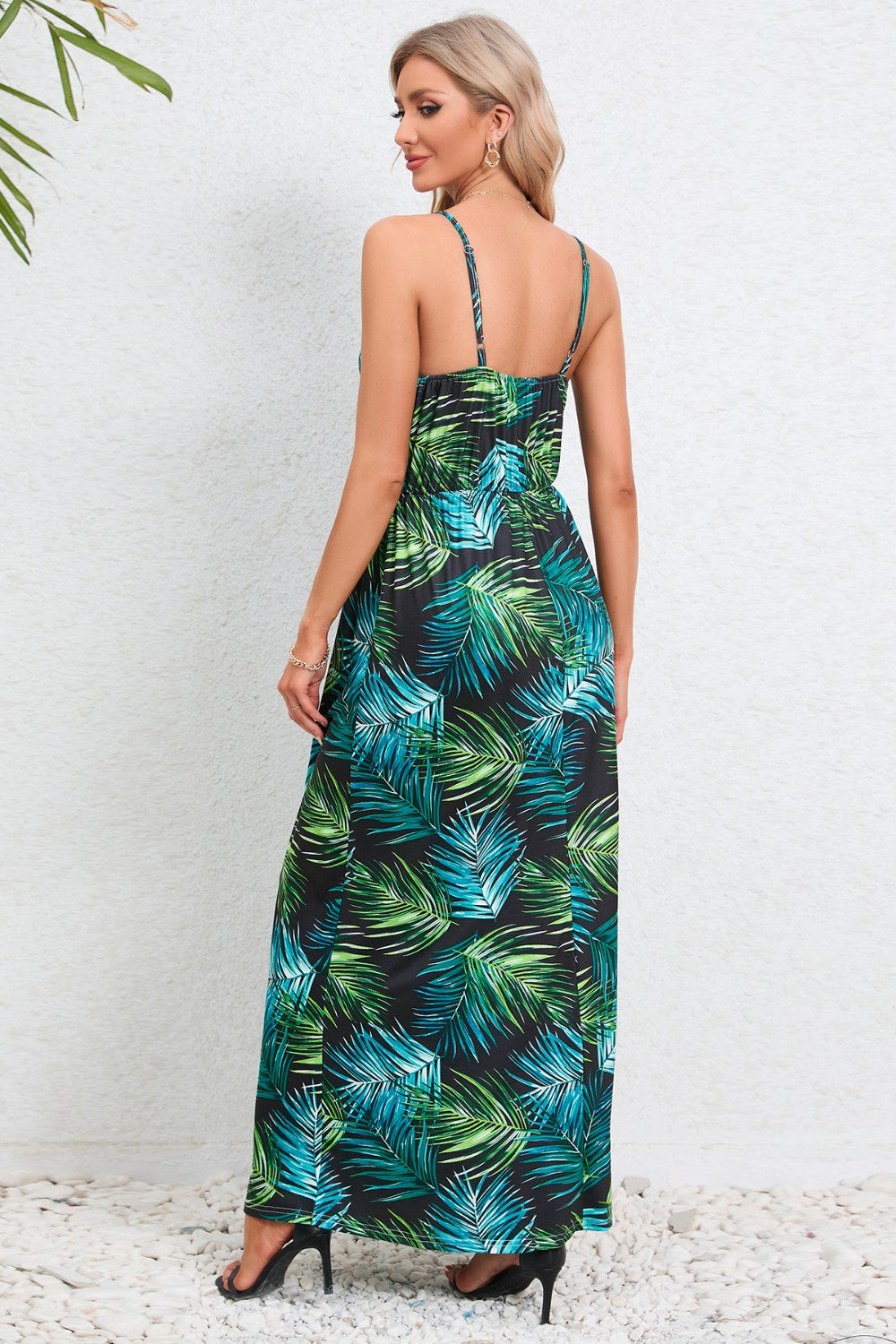 Printed Surplice Maxi Cami Dress-Angel Casuals