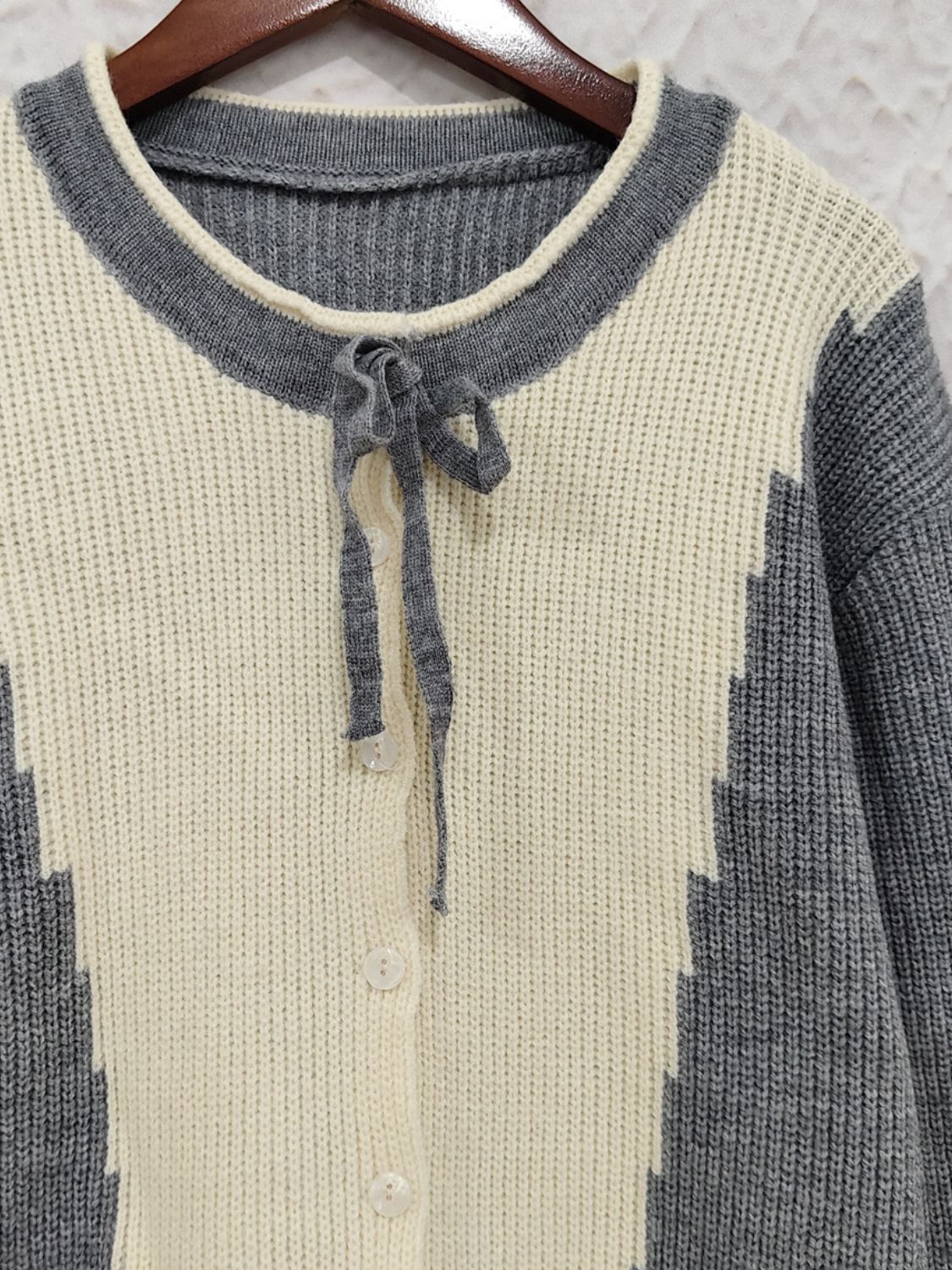 Contrast Button Down Long Sleeve Cardigan-Angel Casuals
