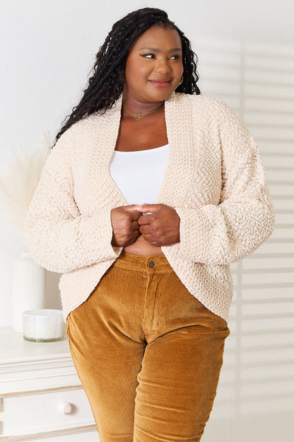 Double Take Open Front Long Sleeve Cardigan-Angel Casuals