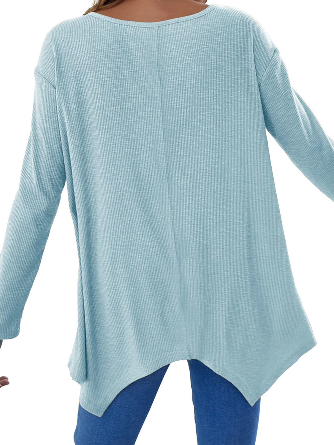 Full Size V-Neck Long Sleeve T-Shirt-Angel Casuals