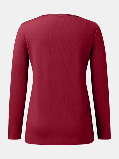 Full Size Scoop Neck Long Sleeve T-Shirt-Angel Casuals