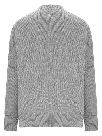 Round Neck Long Sleeve Sweater-Angel Casuals