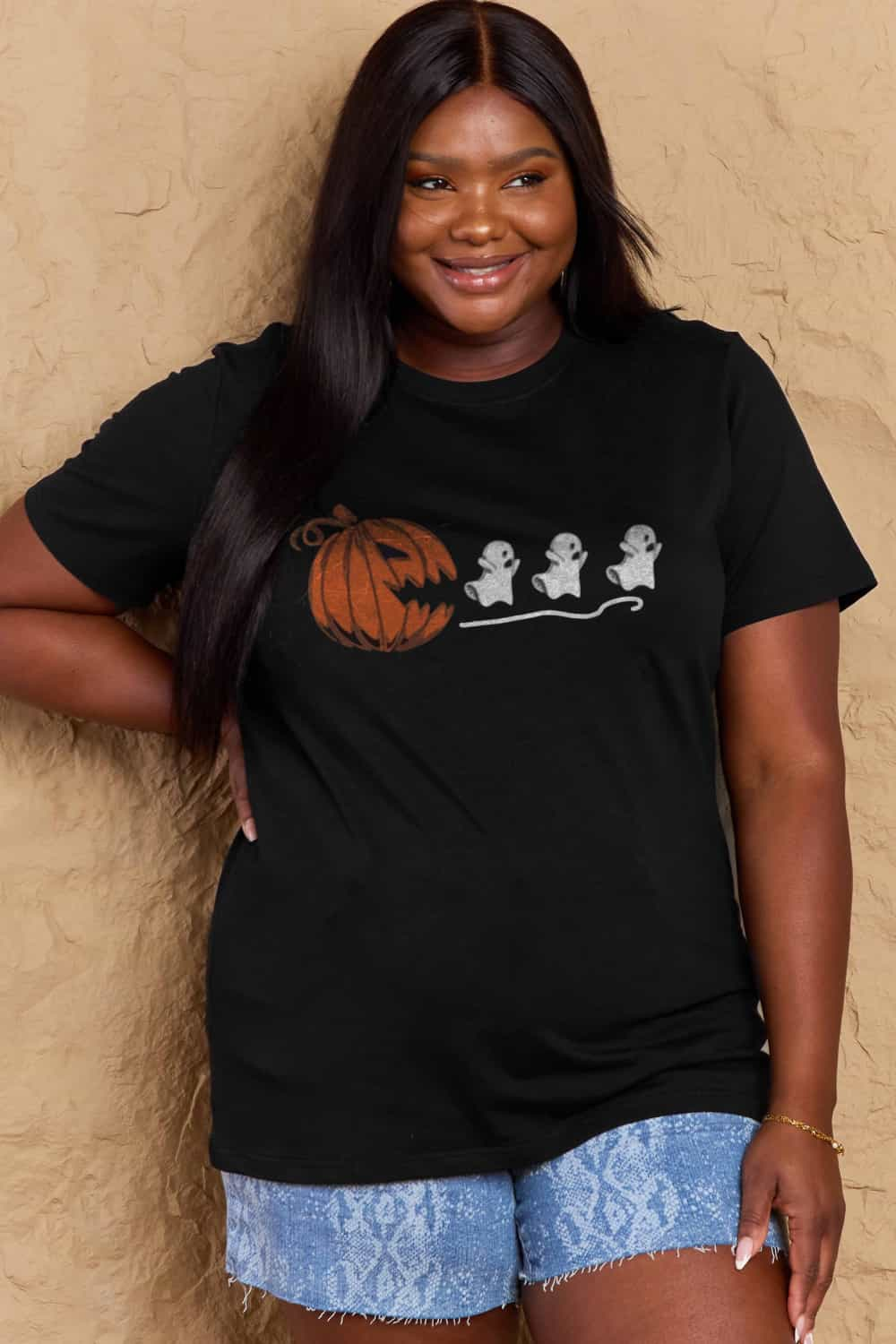 Simply Love Full Size Jack-O'-Lantern Graphic Cotton T-Shirt-Angel Casuals