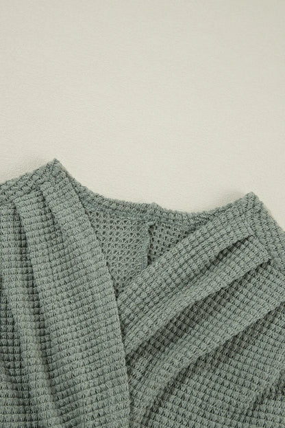 Waffle-Knit Open Front Long Sleeve Cover Up-Angel Casuals