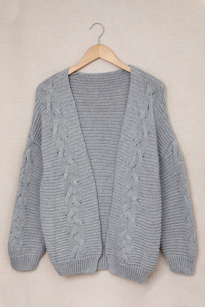 Cable-Knit Open Front Cardigan-Angel Casuals