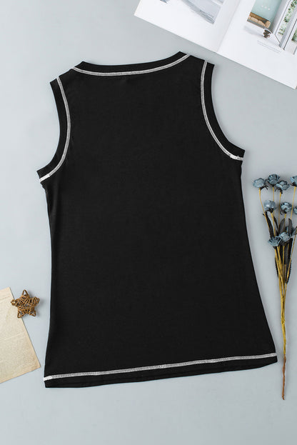 Graphic Round Neck Tank-Angel Casuals