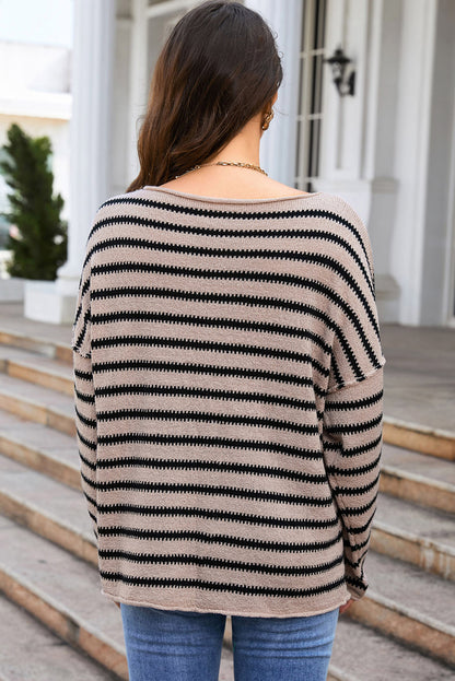 Round Neck Dropped Shoulder Knit Top-Angel Casuals