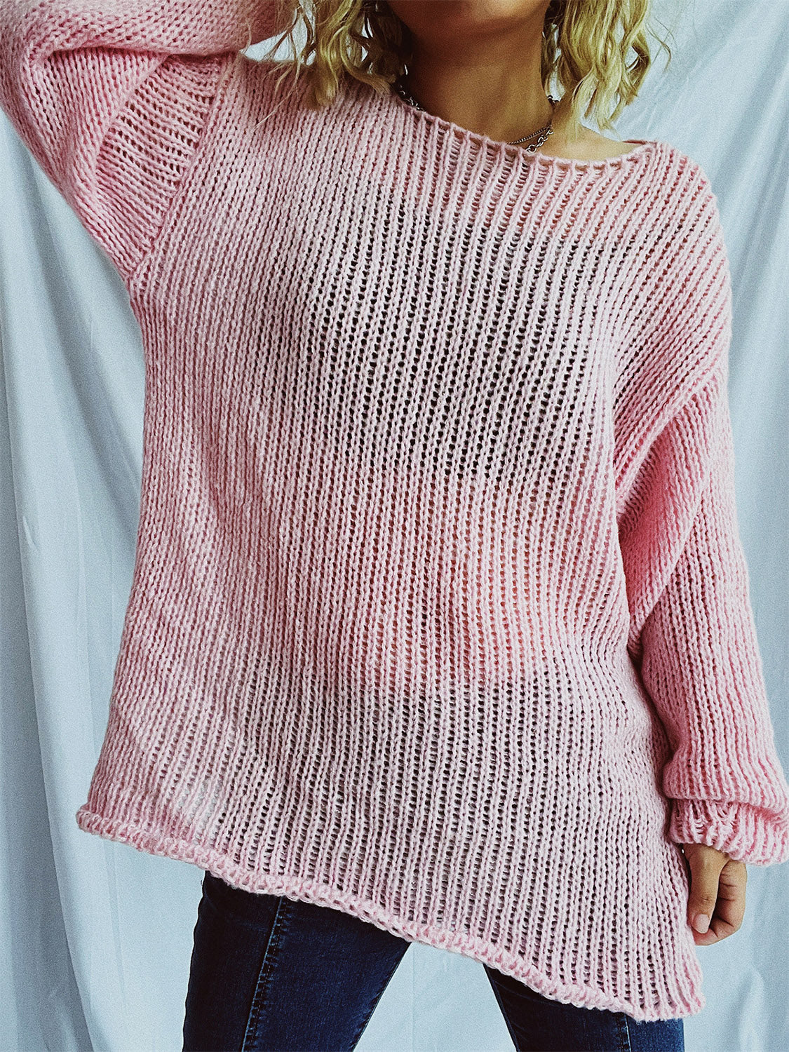 Boat Neck Dropped Shoulder Sweater-Angel Casuals