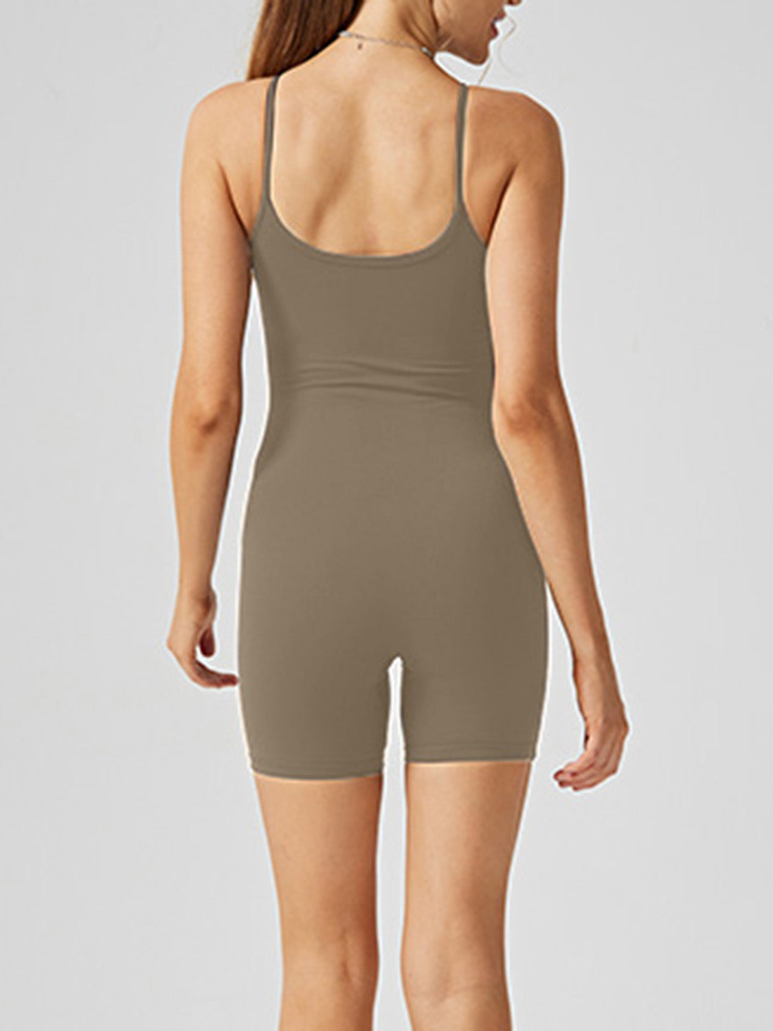 Scoop Neck Spaghetti Strap Active Romper-Angel Casuals