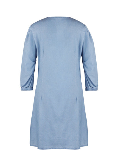 Full Size V-Neck Half Sleeve Dress-Angel Casuals