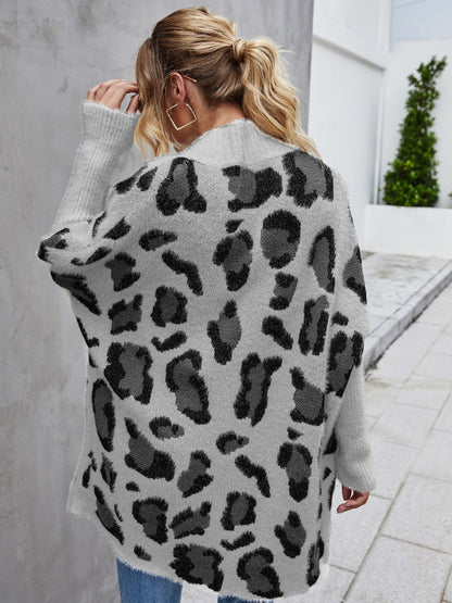 Leopard Pattern Fuzzy Cardigan-Angel Casuals