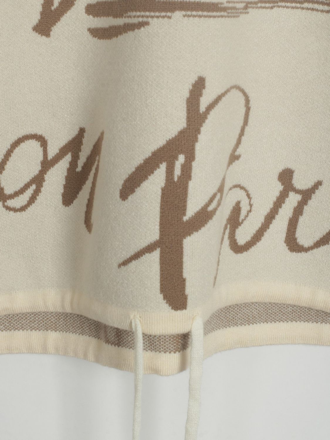 Drawstring Hem Letter Pattern Round Neck Dropped Shoulder Sweater-Angel Casuals