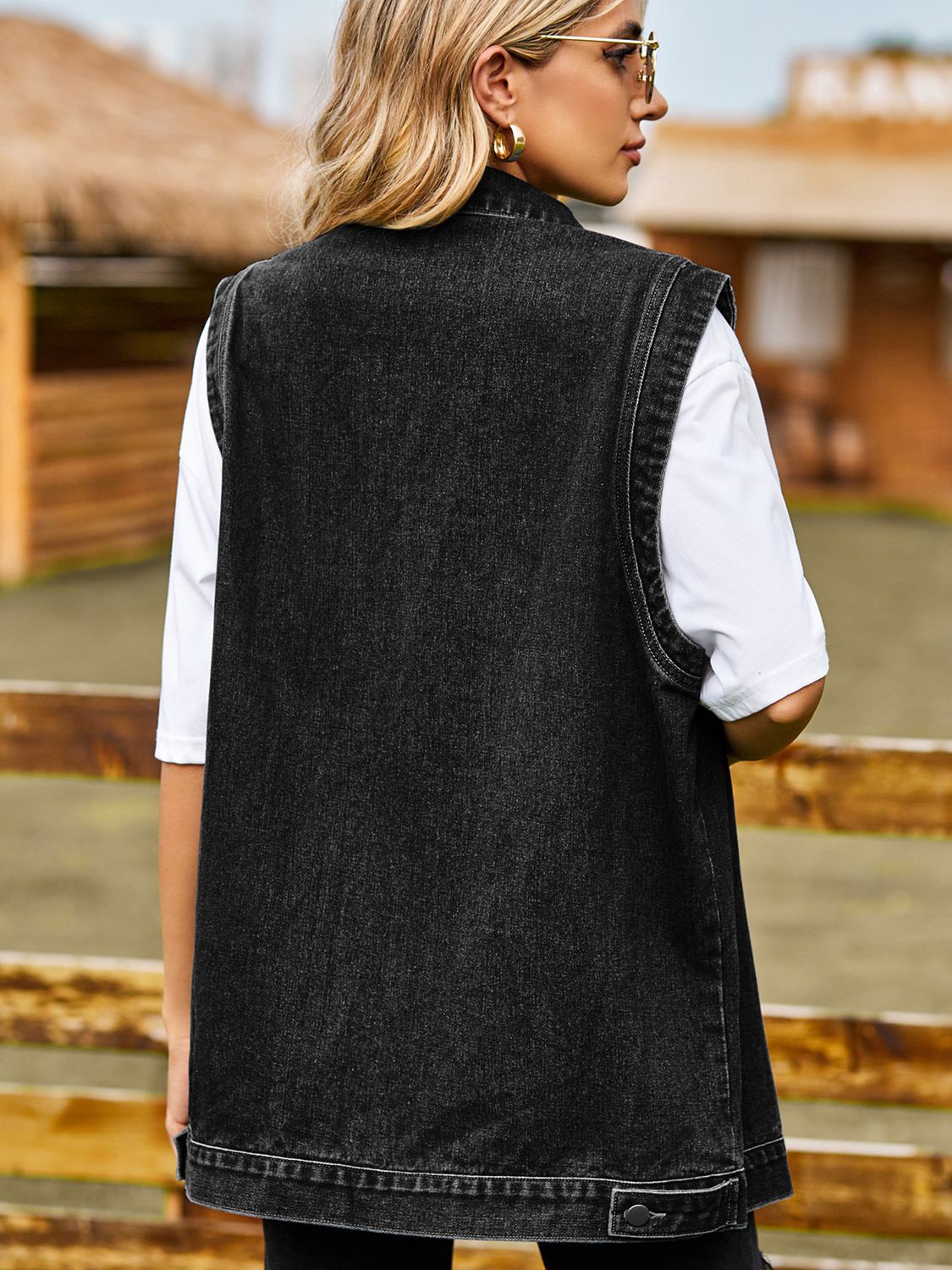 Button Down Denim Vest-Angel Casuals