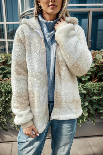 Double Take Full Size Plaid Long Sleeve Hooded Coat-Angel Casuals