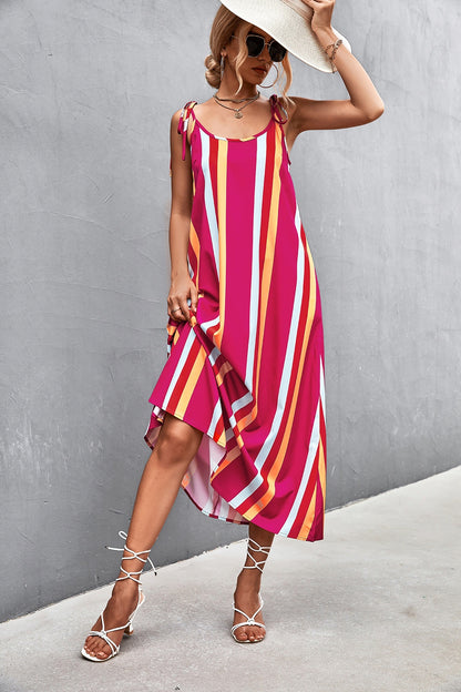 Striped Scoop Neck Cami Dress-Angel Casuals
