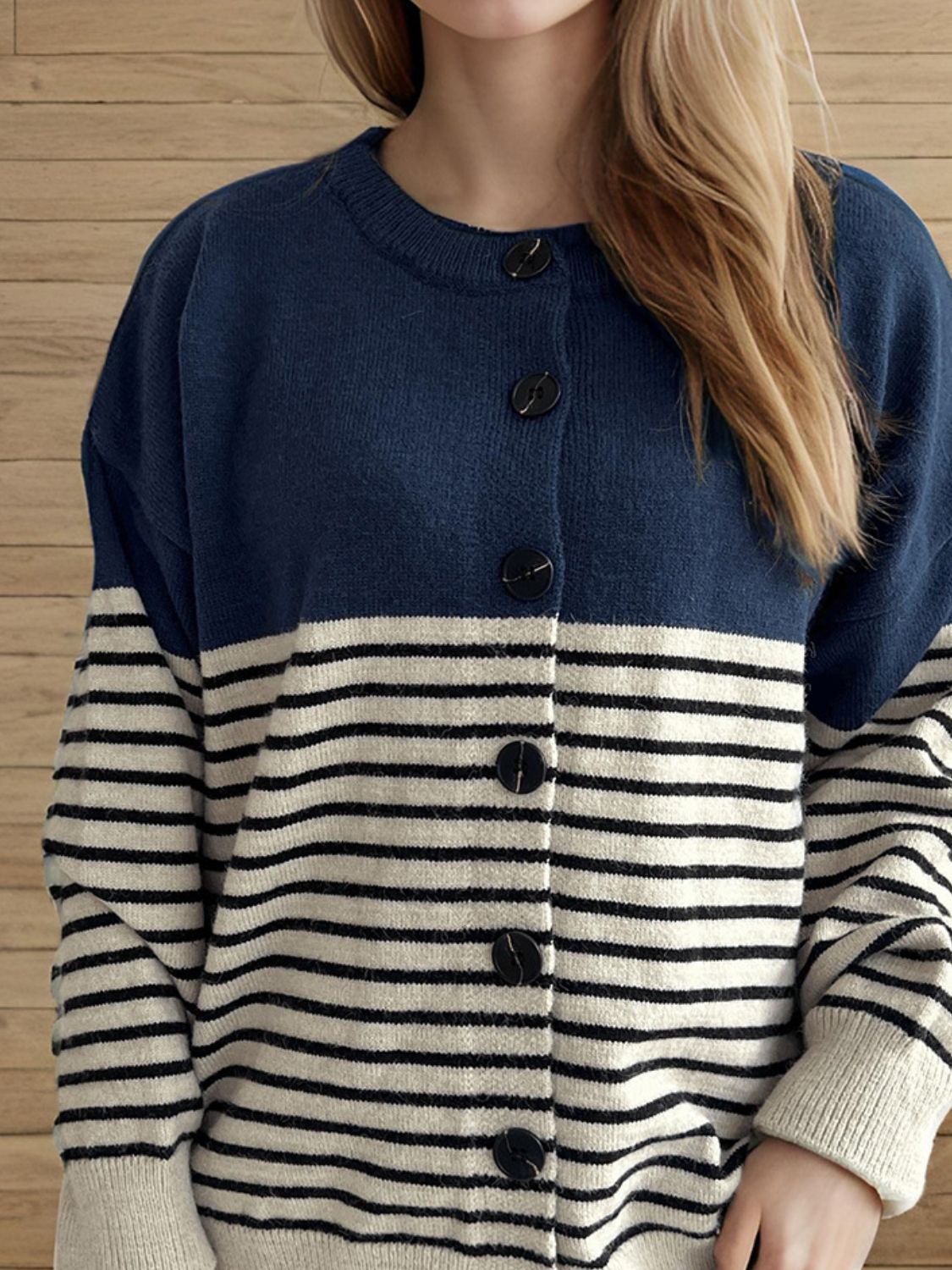 Striped Button Down Long Sleeve Cardigan-Angel Casuals