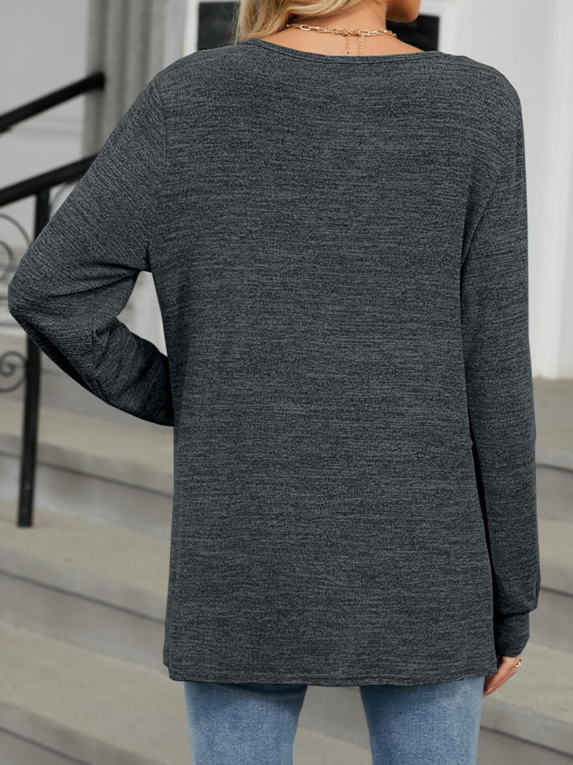 Cutout Round Neck Long Sleeve T-Shirt-Angel Casuals